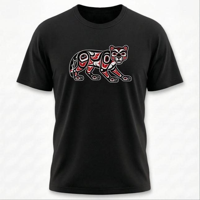 Cougar Formline Art T-Shirt | Pacific Northwest Indigenous Wildlife Tee | Cougar