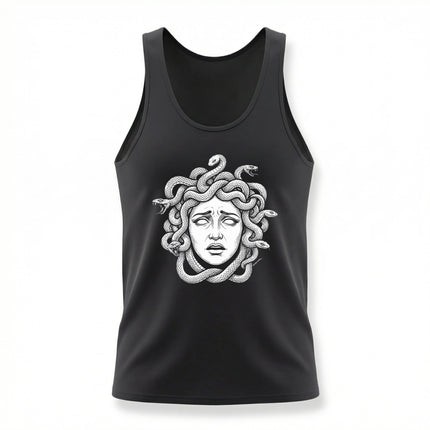 Medusa Head Tank Top | Greek Mythology Snake Hair Graphic Tee Head
