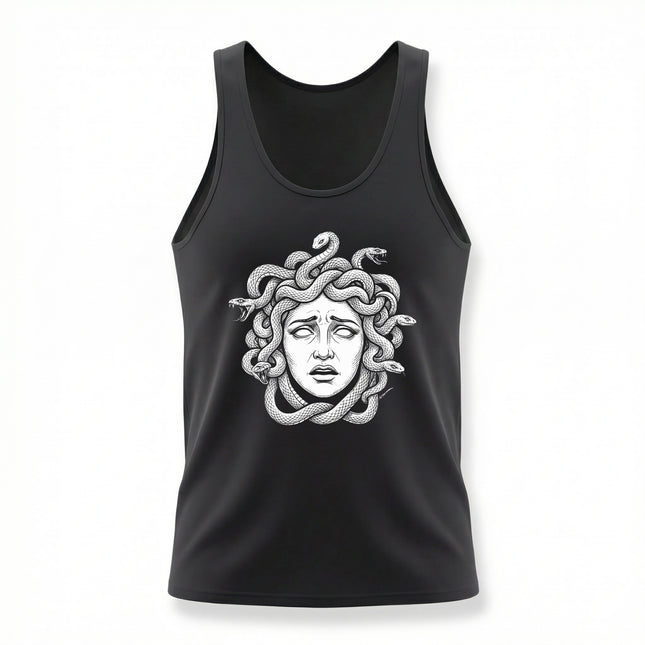 Medusa Head Tank Top | Greek Mythology Snake Hair Graphic Tee Head