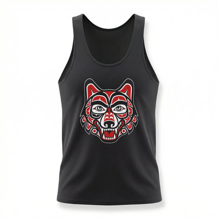 Pacific Northwest Formline Wolf Head Tank Top | Indigenous Art Shirt Wolf