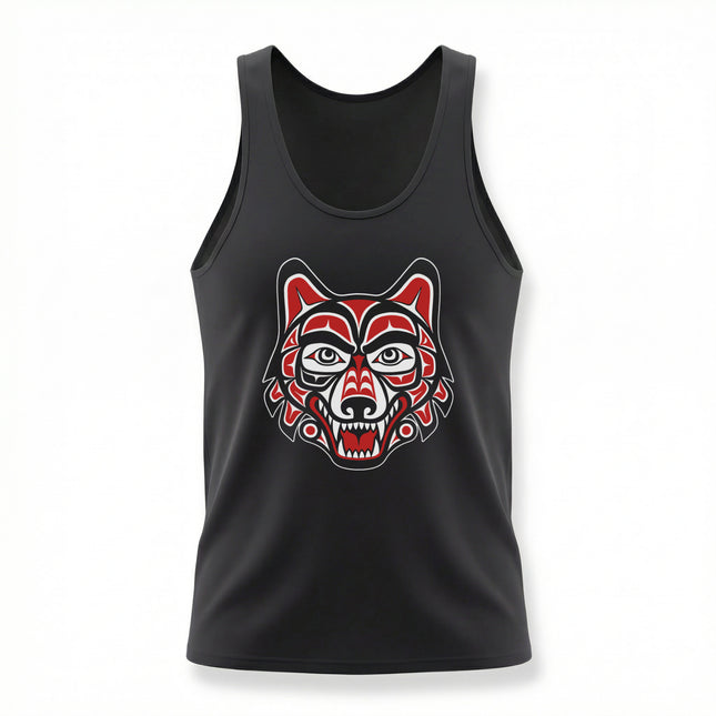 Pacific Northwest Formline Wolf Head Tank Top | Indigenous Art Shirt Wolf