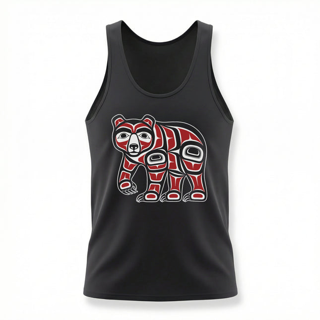 Formline Bear Tank Top | Indigenous Art Red Black White Graphic Bear