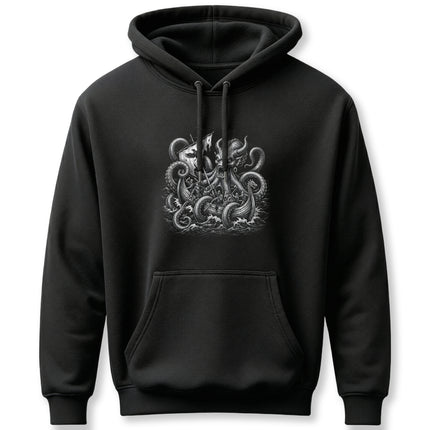 Kraken sea monster graphic featuring Norse mythology and Viking lore.