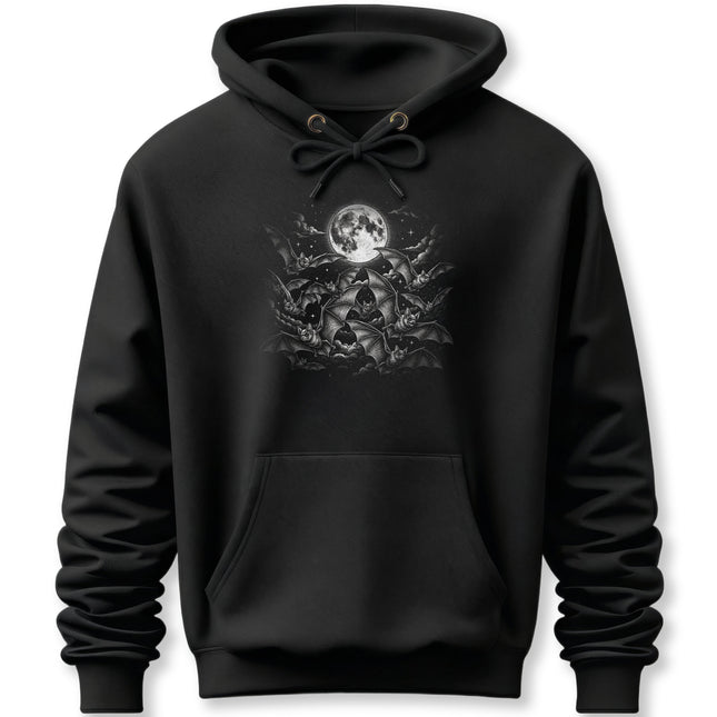 Bats Full Moon Hoodie | Gothic Night Sky Flying Bats Pullover Hoodie