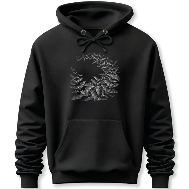 Bat Swarm Circle Hoodie | Gothic Animal Unisex Graphic Pullover Hoodie