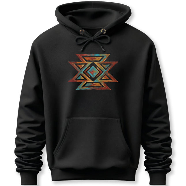 Native American Geometric Symbol Hoodie | Southwestern Art Pullover Hoodie