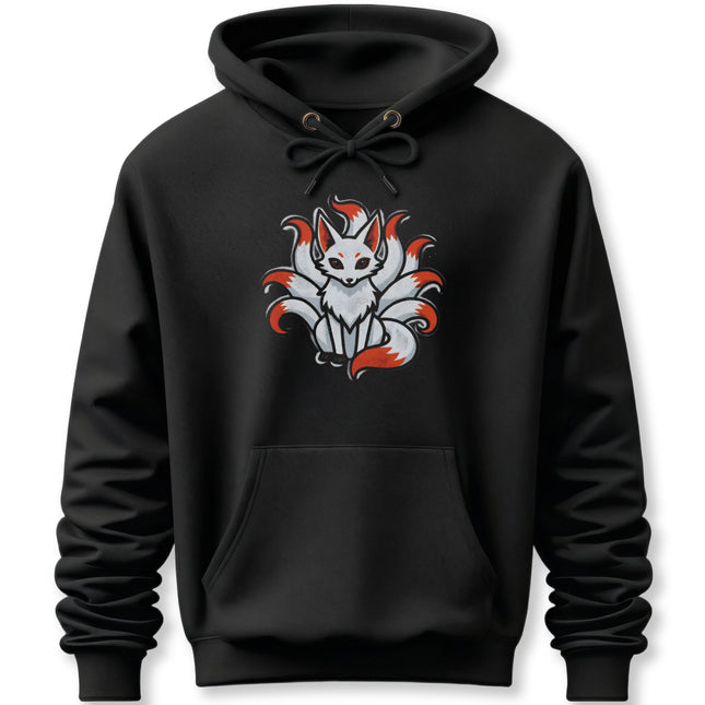 Nine Tailed Fox Kitsune Hoodie | Japanese Mythology Spirit Fox Pullover Hoodie