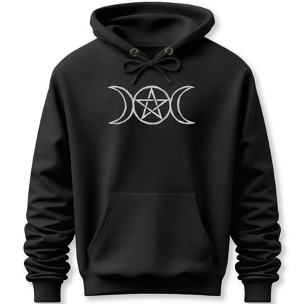 Triple Moon Pentagram Hoodie | Goddess Wiccan Witchy Pullover Hoodie