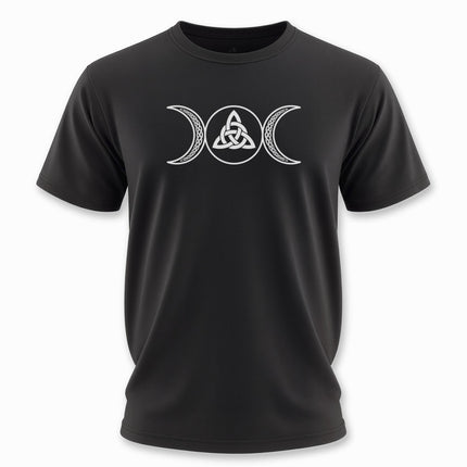 Celtic Triple Moon Goddess T-Shirt With Knotwork Triquetra | Unisex Tee V6