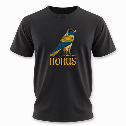 Egyptian God Horus T-Shirt | Ancient Egypt Falcon Graphic and Text Tee | V4