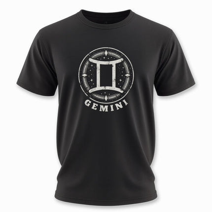 Gemini Zodiac Sign T-Shirt | Astrology Symbol Graphic and Text Tee | V4