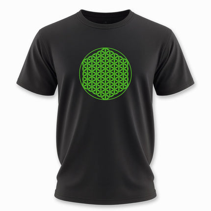 Flower of Life Sacred Geometry T-Shirt | Green Graphic Unisex Tee V2