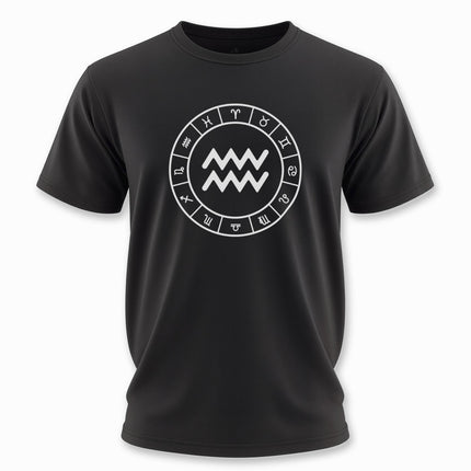 Aquarius Zodiac Wheel T-Shirt | Symbolic Design Unisex Tee | V2