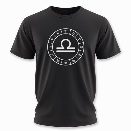 Libra Astrology Wheel and Sign T-Shirt | Zodiac Symbol Unisex Tee | V8