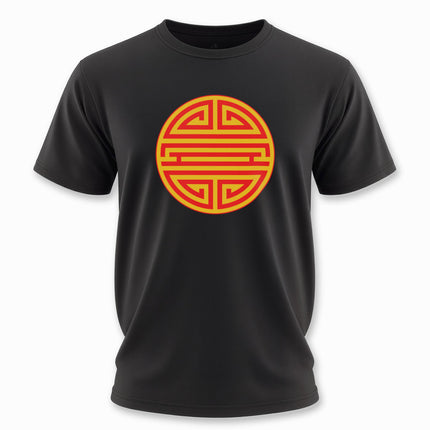 Chinese Shou Longevity Symbol Red and Gold Graphic T-Shirt | Unisex Tee V1