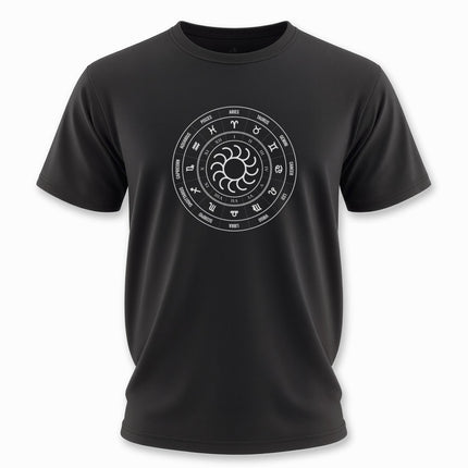 Zodiac Astrology Wheel With Sun T-Shirt | Solar Symbolic Tee | V1