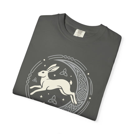 Celtic Hare and Crescent Moon T-Shirt | Knotwork Graphic Comfort Colors Tee