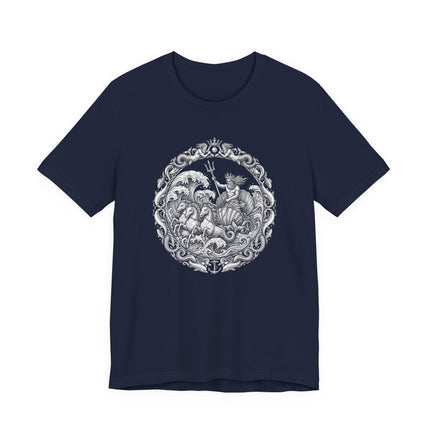 Poseidon Riding in His Sea Chariot Tee | Greek Mythology Art