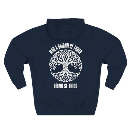 Celtic Tree of Life design featuring Gaelic text, symbolizing the connection of all things.