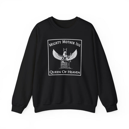Egyptian Goddess Isis graphic sweatshirt featuring the Mighty Mother Queen of Heaven design.