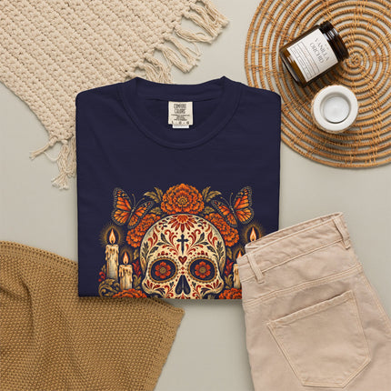 Nunca Te Olvido T-Shirt | Remembrance Skull, Flowers and Candles