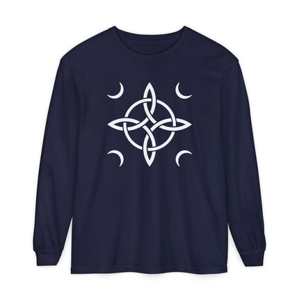 Witch's Knot T-Shirt | Crescent Moon Knotwork Symbol Long Sleeve Tee