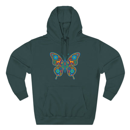 Huichol Butterfly Hoodie | Colorful Mexican Folk Art Indigenous Pullover Hoodie