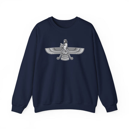 Faravahar winged symbol design, representing Zoroastrian spiritual wisdom and ancient Persia.