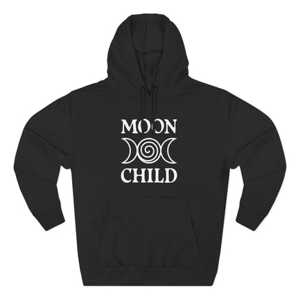 Black Moon Child hoodie featuring a celestial triple moon goddess symbol.