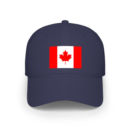 Navy baseball cap featuring the Canadian maple leaf flag design.