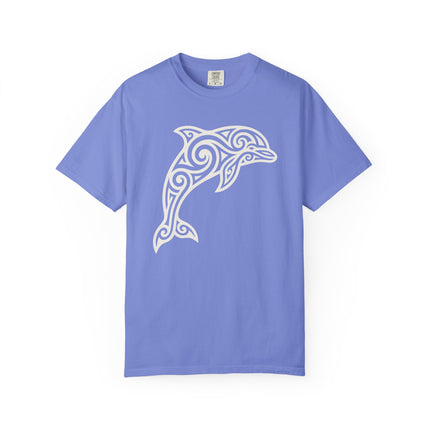 Tribal Dolphin Swirl Art Graphic T-Shirt | Ocean Animal Tee | Comfort Colors