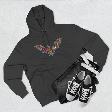 Huichol Bat Hoodie | Colorful Mexican Indigenous Folk Art Pullover Hoodie