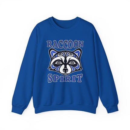 Raccoon Spirit tribal art sweatshirt featuring a stylized formline raccoon graphic.