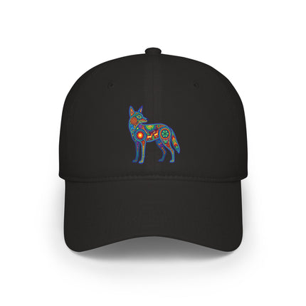 Huichol Coyote DTF Print Baseball Cap | Indigenous Mexican Art Hat