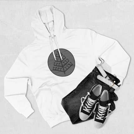 Yggdrasil Norse World Tree graphic on a white pullover hoodie.