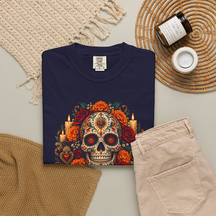 Amor Eterno T-Shirt | Floral Skull and Eternal Love Design