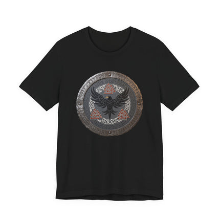 Norse Raven Shield T-Shirt: Viking Raven & Norse Mythology Tee