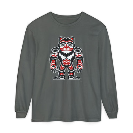 Formline Sasquatch Long Sleeve T-Shirt | Forest Creature Graphic Tee