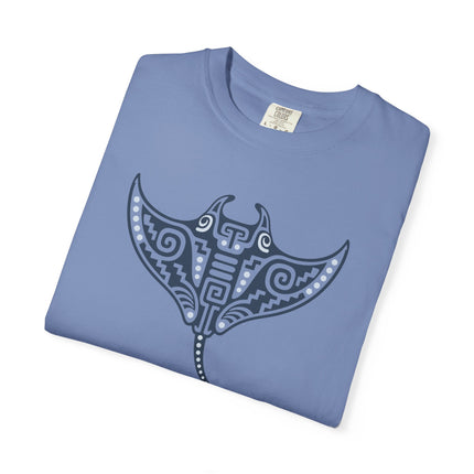 Mayan Manta Ray T-Shirt | Turquoise Geometric Ocean Graphic Tee