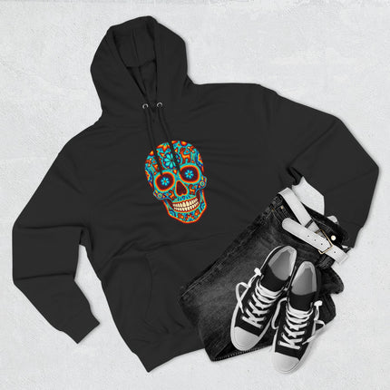 Huichol Skull Hoodie | Colorful Day of the Dead Sugar Skull Pullover Hoodie