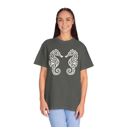 Tribal Seahorses T-Shirt | Ornate Marine Life Design Unisex Unisex Tee