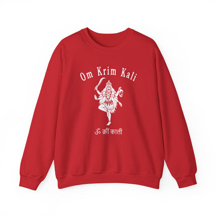 Goddess Kali Om Krim mantra spiritual print pullover sweatshirt for Hindu devotees.