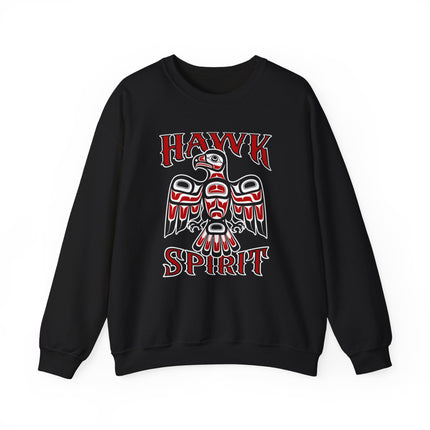 Hawk spirit eagle art pullover sweatshirt with indigenous Native American style design print.