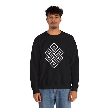 Endless Knot Buddhist Symbol Sweatshirt | Black and White Unisex Pullover V1
