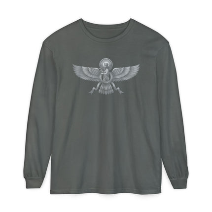 Etched Faravahar Long Sleeve T-Shirt | Persian Symbol Graphic Tee