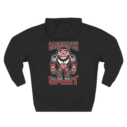 Sasquatch Spirit Native Art Bigfoot hoodie featuring Pacific Northwest formline design.