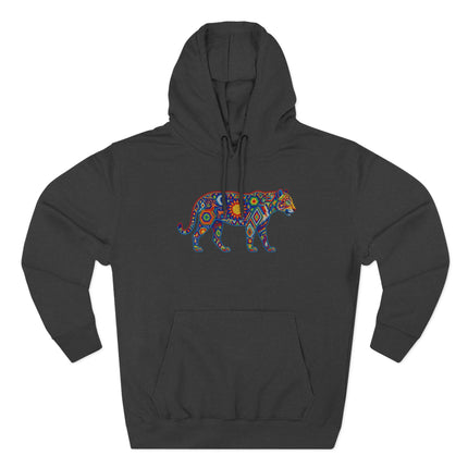 Colorful Huichol Jaguar Hoodie | Indigenous Folk Art Pullover Hoodie