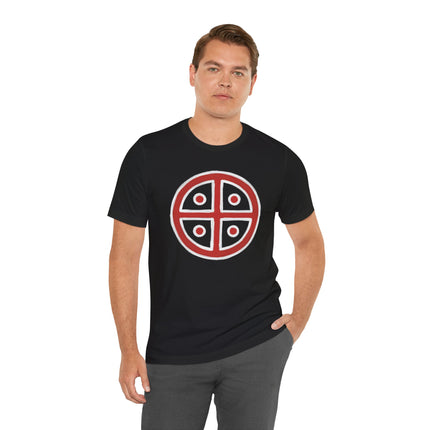 Red & White Solar Cross T-Shirt | Ancient Sun Symbol Graphic Tee