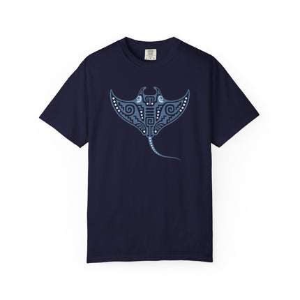 Mayan Manta Ray T-Shirt | Turquoise Geometric Ocean Graphic Tee
