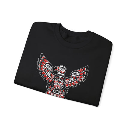 Tribal eagle art pullover sweatshirt featuring Pacific Northwest Indigenous artwork design.
